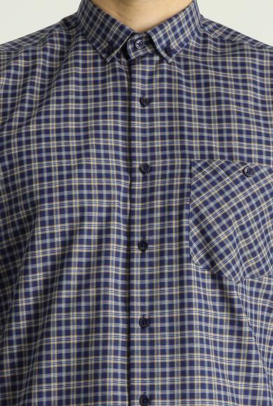 Erkek Giyim - HARDAL XXL Beden Uzun Kol Regular Fit Ekose Pamuklu Gömlek