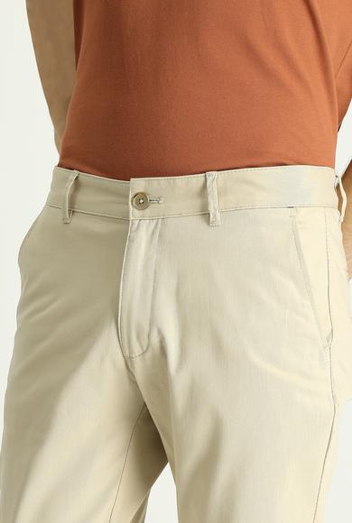 Erkek Giyim - AÇIK BEJ 46 Beden Slim Fit Dar Kesim Likralı Kanvas / Chino Pantolon