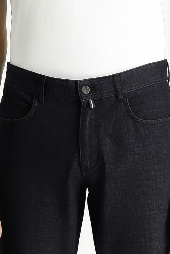 Erkek Giyim - Slim Fit Dar Kesim Denim Look Likralı Pantolon