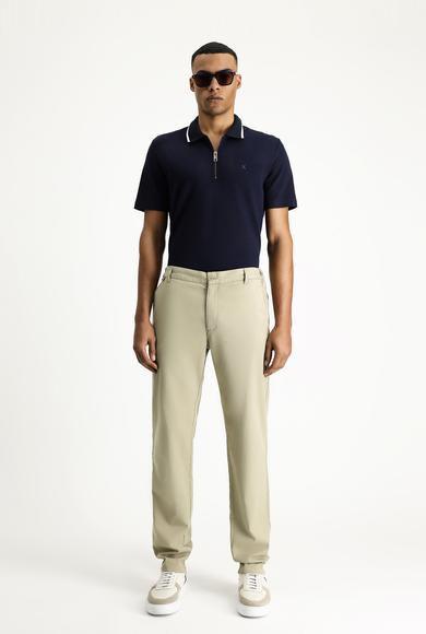 Erkek Giyim - AÇIK VİZON 54 Beden Slim Fit Dar Kesim Beli Lastikli Likralı Pantolon