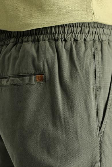 Erkek Giyim - ORTA HAKİ 50 Beden Slim Fit Dar Kesim Beli Lastikli İpli Likralı Pantolon