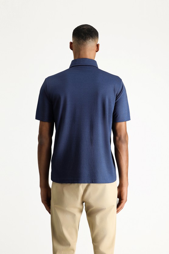 Erkek Giyim - Polo Yaka Regular Fit Desenli Nakışlı Pamuklu Tişört