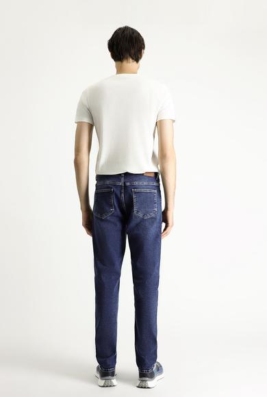 Erkek Giyim - KOYU İNDİGO 56 Beden Regular Fit Likralı Denim Pantolon