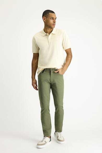 Erkek Giyim - ORTA HAKİ 62 Beden Slim Fit Dar Kesim Likralı Kanvas / Chino Pantolon