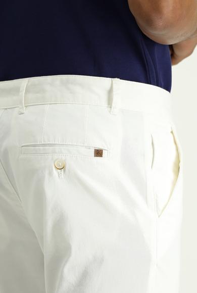 Erkek Giyim - BEYAZ 56 Beden Slim Fit Dar Kesim Likralı Kanvas / Chino Pantolon