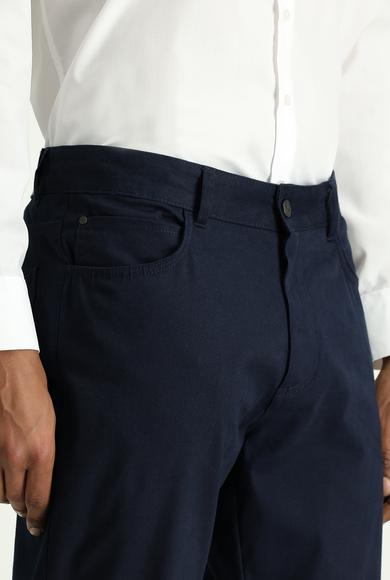 Erkek Giyim - KOYU LACİVERT 56 Beden Regular Fit Likralı Kanvas / Chino Pantolon