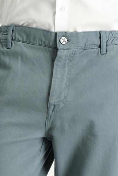 Erkek Giyim - PETROL YEŞİLİ 50 Beden Regular Fit Beli Lastikli Kanvas / Chino Likralı Pantolon