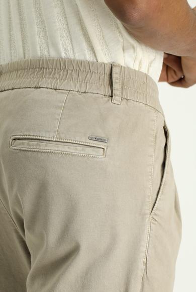 Erkek Giyim - ORTA BEJ 50 Beden Regular Fit Beli Lastikli Likralı Kanvas / Chino Pantolon