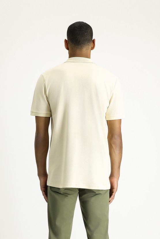 Erkek Giyim - Polo Yaka Slim Fit Dar Kesim Nakışlı Pamuk Tişört