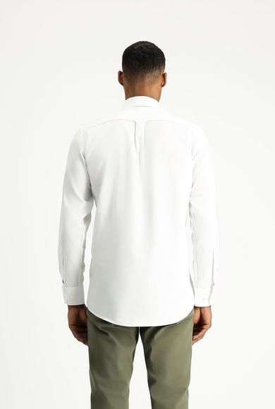 Erkek Giyim - BEYAZ M Beden Uzun Kol Regular Fit Oxford Pamuk Gömlek