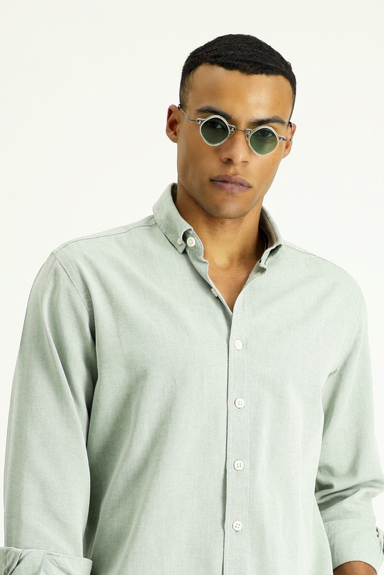 Erkek Giyim - Uzun Kol Regular Fit Oxford Pamuk Gömlek