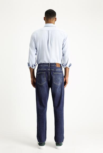 Erkek Giyim - KOYU İNDİGO 56 Beden Regular Fit Likralı Denim Pantolon