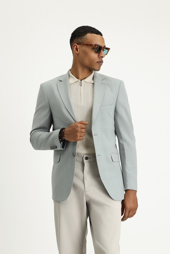 Erkek Giyim - Klasik Ekose Gofre Ceket
