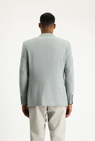 Erkek Giyim - UÇUK MAVİ 48 Beden Klasik Ekose Gofre Ceket