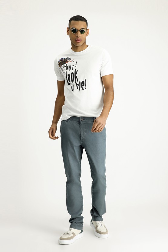 Erkek Giyim - Regular Fit Beli Lastikli Likralı Kanvas / Chino Pantolon