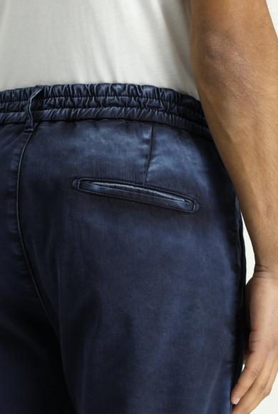 Erkek Giyim - KOYU LACİVERT 50 Beden Regular Fit Beli Lastikli Likralı Kanvas / Chino Pantolon