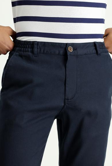 Erkek Giyim - KOYU LACİVERT 50 Beden Slim Fit Dar Kesim Beli Lastikli Likralı Pantolon
