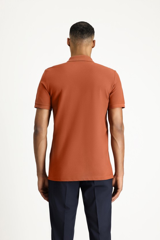 Erkek Giyim - Polo Yaka Slim Fit Dar Kesim Nakışlı Pamuk Tişört