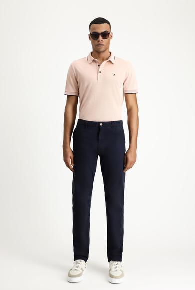 Erkek Giyim - KOYU LACİVERT 50 Beden Regular Fit Likralı Kanvas/ Chino Pantolon