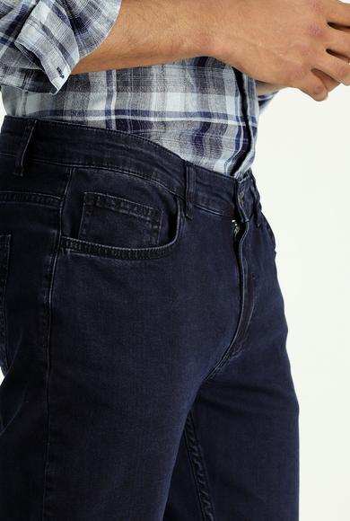 Erkek Giyim - KOYU LACİVERT 50 Beden Regular Fit Likralı Denim Look Pantolon