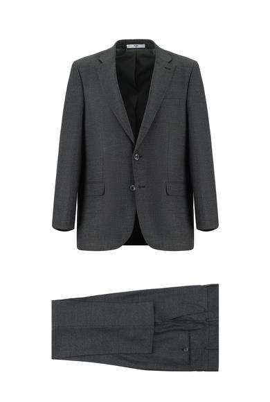 Erkek Giyim - KOYU FÜME 50 Beden Klasik Desenli Takım Elbise