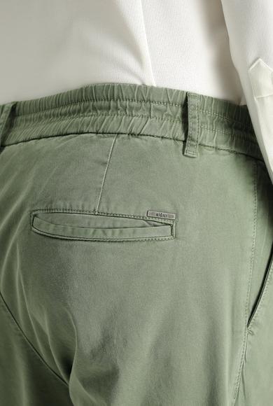 Erkek Giyim - ORTA HAKİ 54 Beden Regular Fit Beli Lastikli Likralı Kanvas / Chino Pantolon