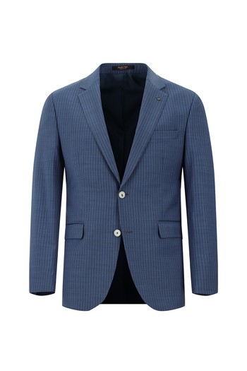 Slim Fit Dar Kesim Yünlü Klasik Çizgili Takım Elbise