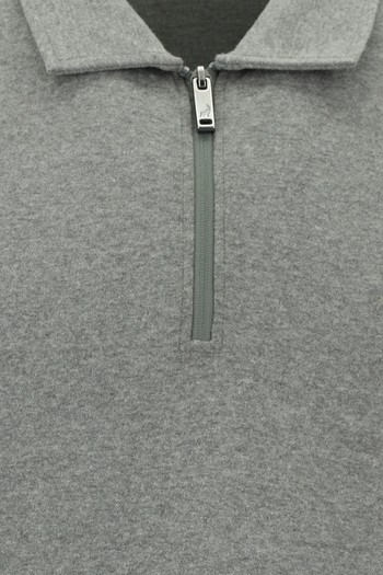 Polo Yaka Regular Fit Fermuarlı Nakışlı Pamuklu Sweatshirt