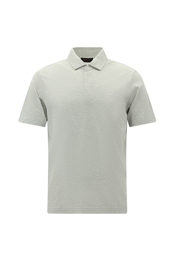 Regular Fit Desenli Nakışlı Pamuklu Keten Polo Yaka Tişört