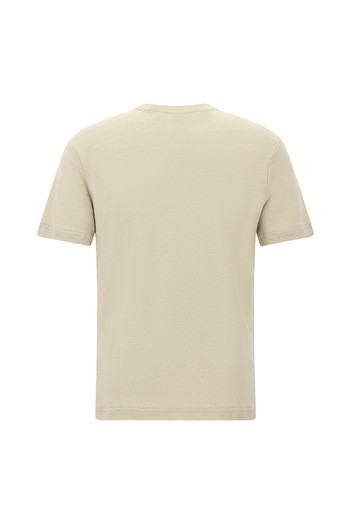 Bisiklet Yaka Regular Fit Nakışlı Keten Tişört