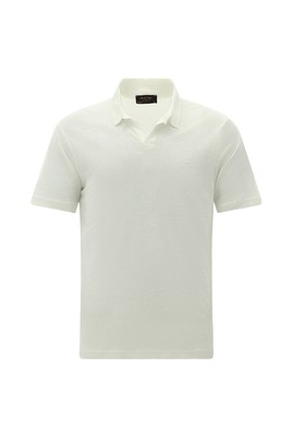 Regular Fit Nakışlı Keten Polo Yaka Tişört
