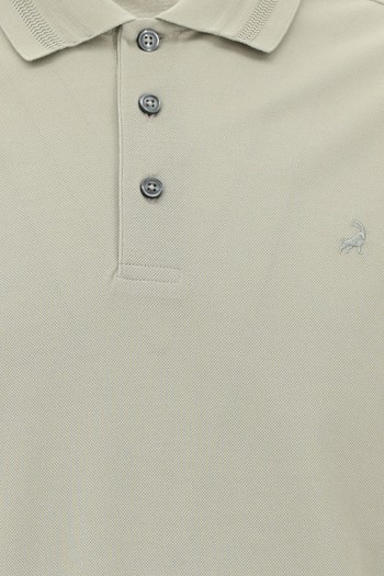 Slim Fit Dar Kesim Nakışlı Merserize Pamuk Polo Yaka Tişört