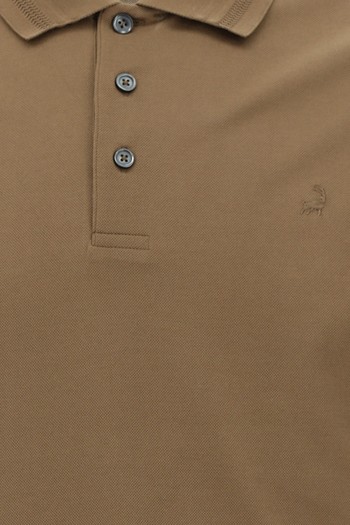Slim Fit Dar Kesim Nakışlı Merserize Pamuk Polo Yaka Tişört