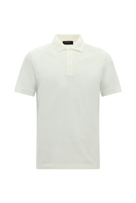 Slim Fit Dar Kesim Nakışlı Merserize Pamuk Polo Yaka Tişört