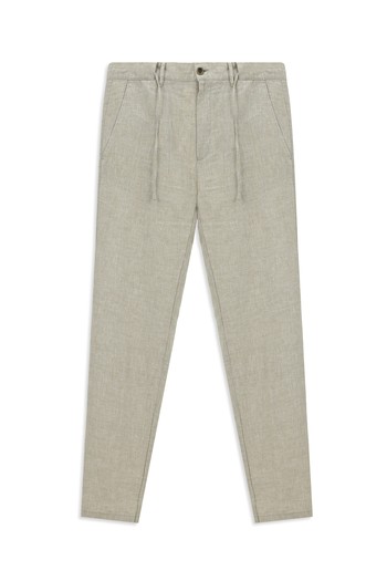 Beli Lastikli İpli Keten Klasik Kumaş Pantolon