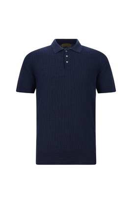 Slim Fit Dar Kesim Çizgili Pamuklu Keten Triko Polo Tişört