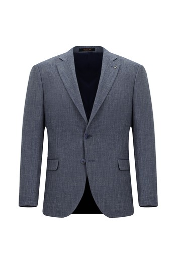 Regular Fit Keten Karışımlı Desenli Ceket